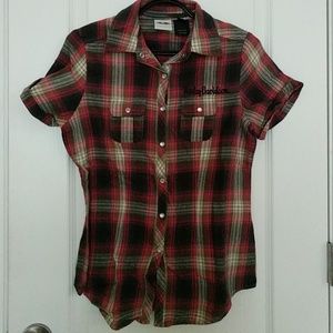 HD button up plaid collared shirt